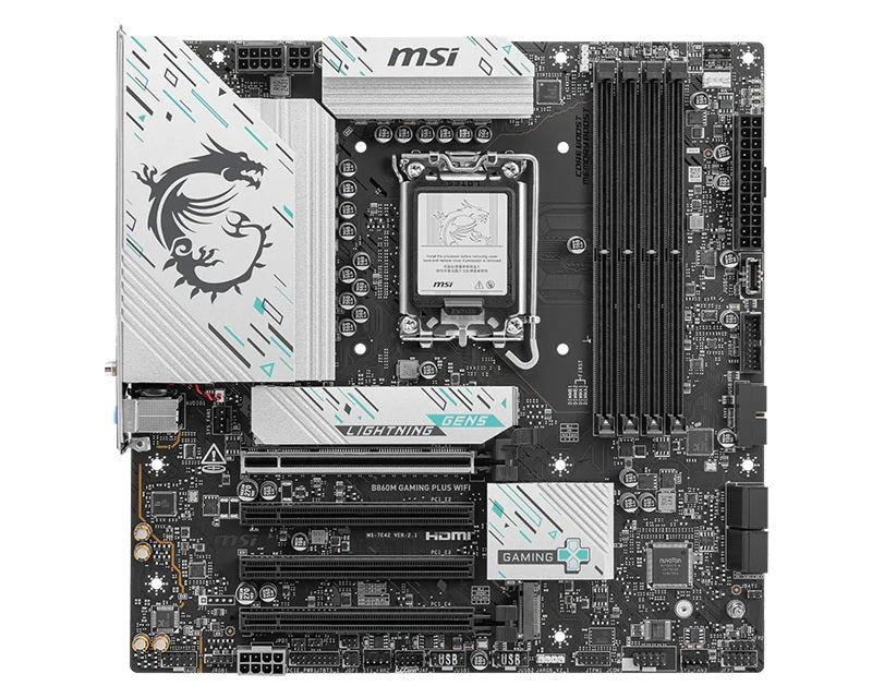MSI B860M GAMING PLUS WIFI Micro-ATX Intel B860 LGA1851 Motherboard — DDR5 Wi-Fi 7 Killer 3xM.2 4-Slot