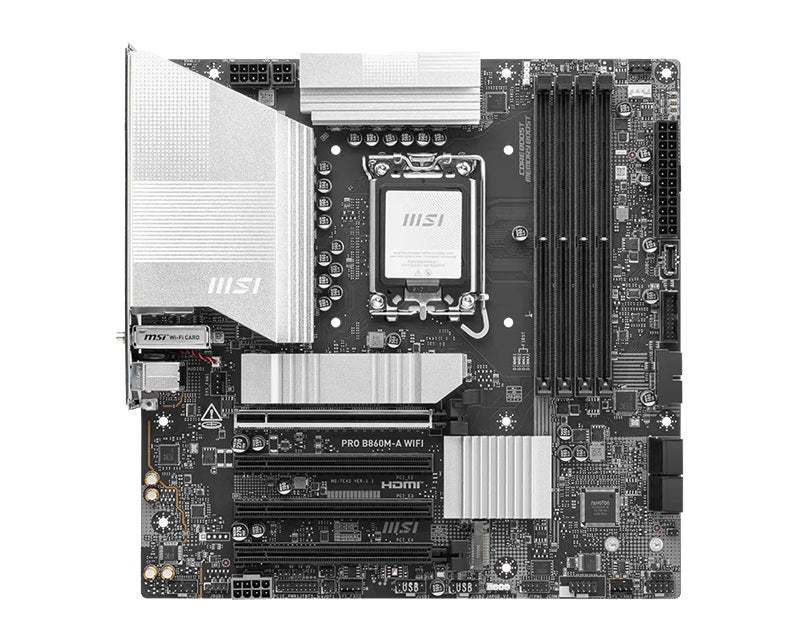 MSI PRO B860M-A WIFI Micro-ATX Intel B860 LGA1851 Motherboard — DDR5 Wi-Fi 7 4-Slot 3xM.2 PCIe 4.0