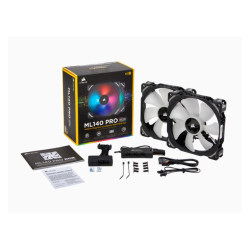 Corsair ML140 PRO RGB 2-Fan Pack 140mm Magnetic Levitation RGB PWM with Lighting Node Pro