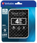 Verbatim Store'n'Go 4TB 2.5" USB 3.0 Portable External Hard Drive Black Grid Design