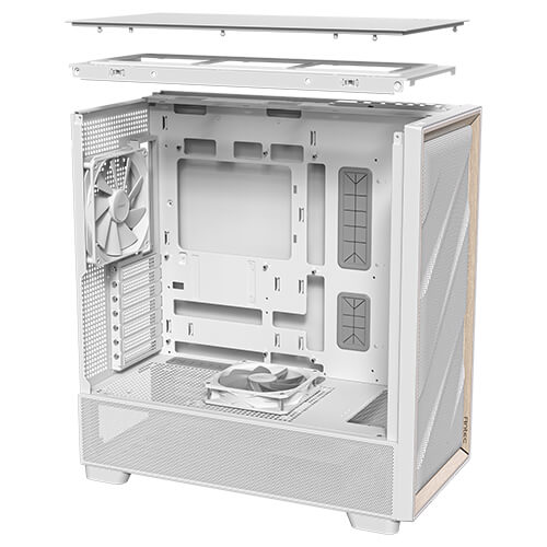 Antec Flux White ATX Mid-Tower Premium Birch Trim Case 5x White PWM ARGB Fans PWM Controller
