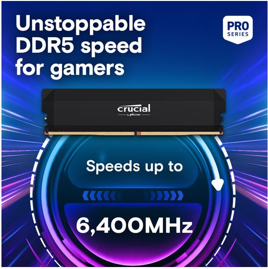 Crucial Pro 64GB (2x32GB) DDR5-6400 CL40 Black Desktop Gaming RAM — XMP AMD Ryzen