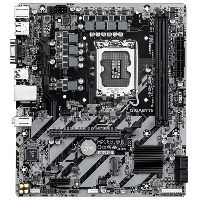 Gigabyte H810M S2H Intel H810 LGA1851 Micro-ATX Motherboard — DDR5 PCIe 4.0 M.2 4xSATA USB 3.2