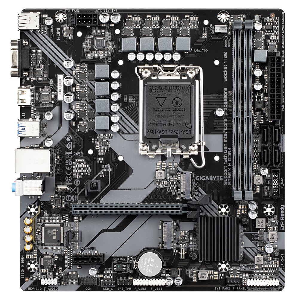 Gigabyte B760M H DDR4 Micro-ATX Intel LGA1700 Motherboard 2x DDR4 64GB PCIe 4.0 2x M.2 4x SATA USB 3.2