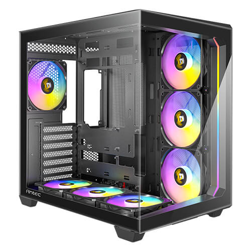 Antec C5 ARGB Black ATX mATX Seamless 270° Tempered Glass Case 7x ARGB PWM Fans USB-C Dual Chamber