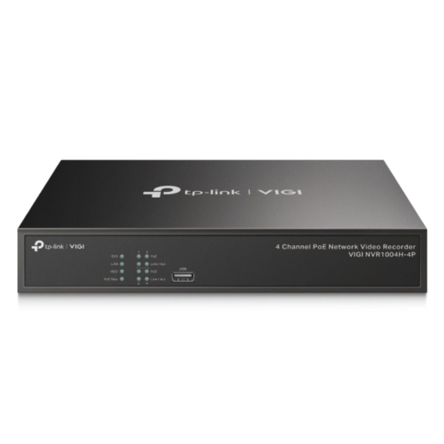 TP-Link VIGI NVR1004H-4P 4 Channel PoE+ Network Video Recorder — 4K HDMI 16MP Decoding 24/7 Recording (HDD Not Included)