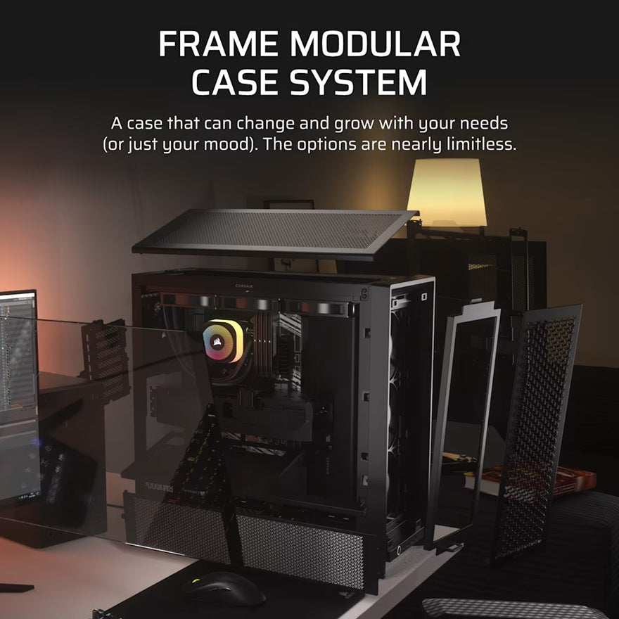 Corsair FRAME 4000X RS Black ATX E-ATX Mid-Tower Tempered Glass Case GPU 430mm 360mm Rad USB-C 2YR
