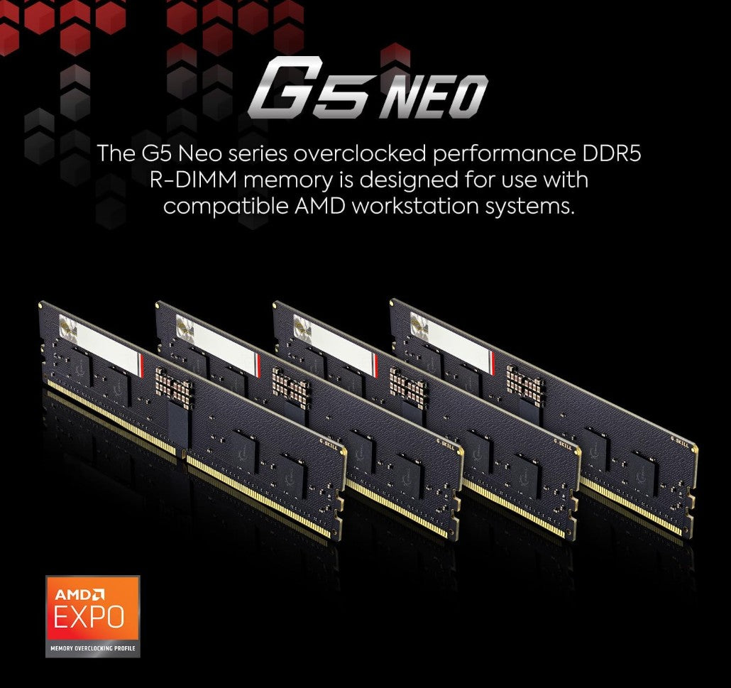 G.SKILL G5 Neo 128GB (4x32GB) DDR5 6000 MT/s R-DIMM | CL30 | AMD EXPO | ECC