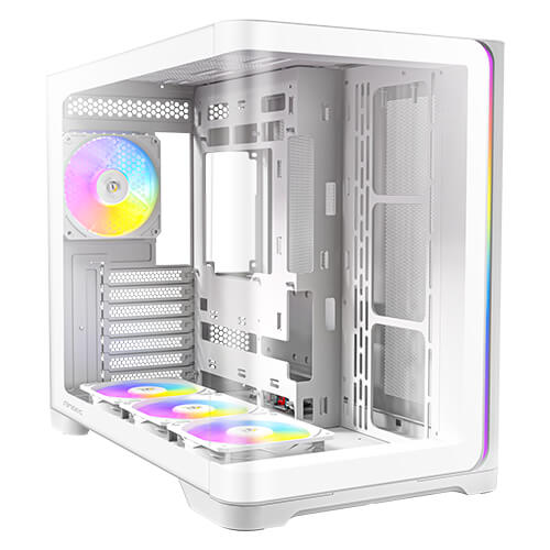 Antec C5 Curve ARGB White ATX mATX Dual Chamber Tempered Glass Case 4x ARGB PWM Fans USB-C