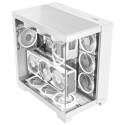 Antec C8 White ATX E-ATX Seamless Tempered Glass Case USB-C 360mm Liquid Cooler Top Bottom Side USB 3.0