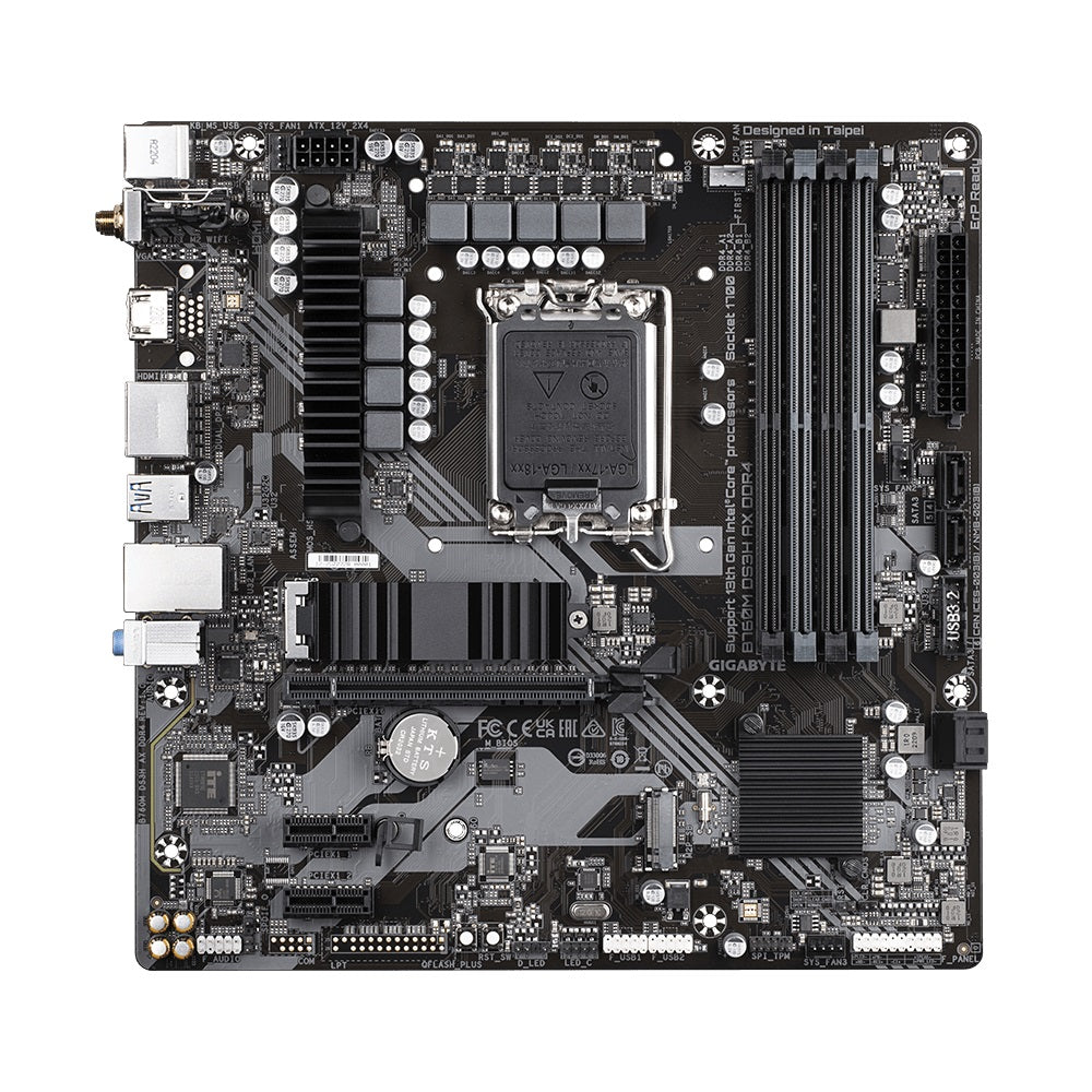 Gigabyte B760M DS3H AX DDR4 Micro-ATX Intel B760 LGA1700 Motherboard — DDR4 Wi-Fi 6E 128GB Dual M.2 4xSATA