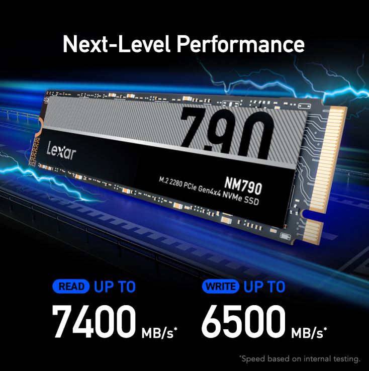 Lexar NM790X 2TB M.2 2280 PCIe Gen4 x4 NVMe SSD — 7400MB/s Read 6500MB/s Write
