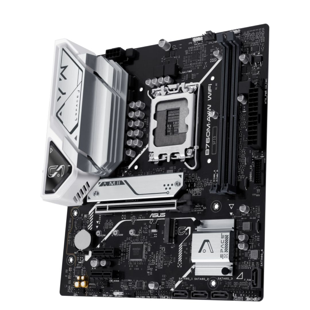 ASUS B760M-AYW WIFI Micro-ATX Intel B760 LGA1700 Motherboard — DDR5 Wi-Fi 6 2.5GbE Dual M.2 HDMI 4K
