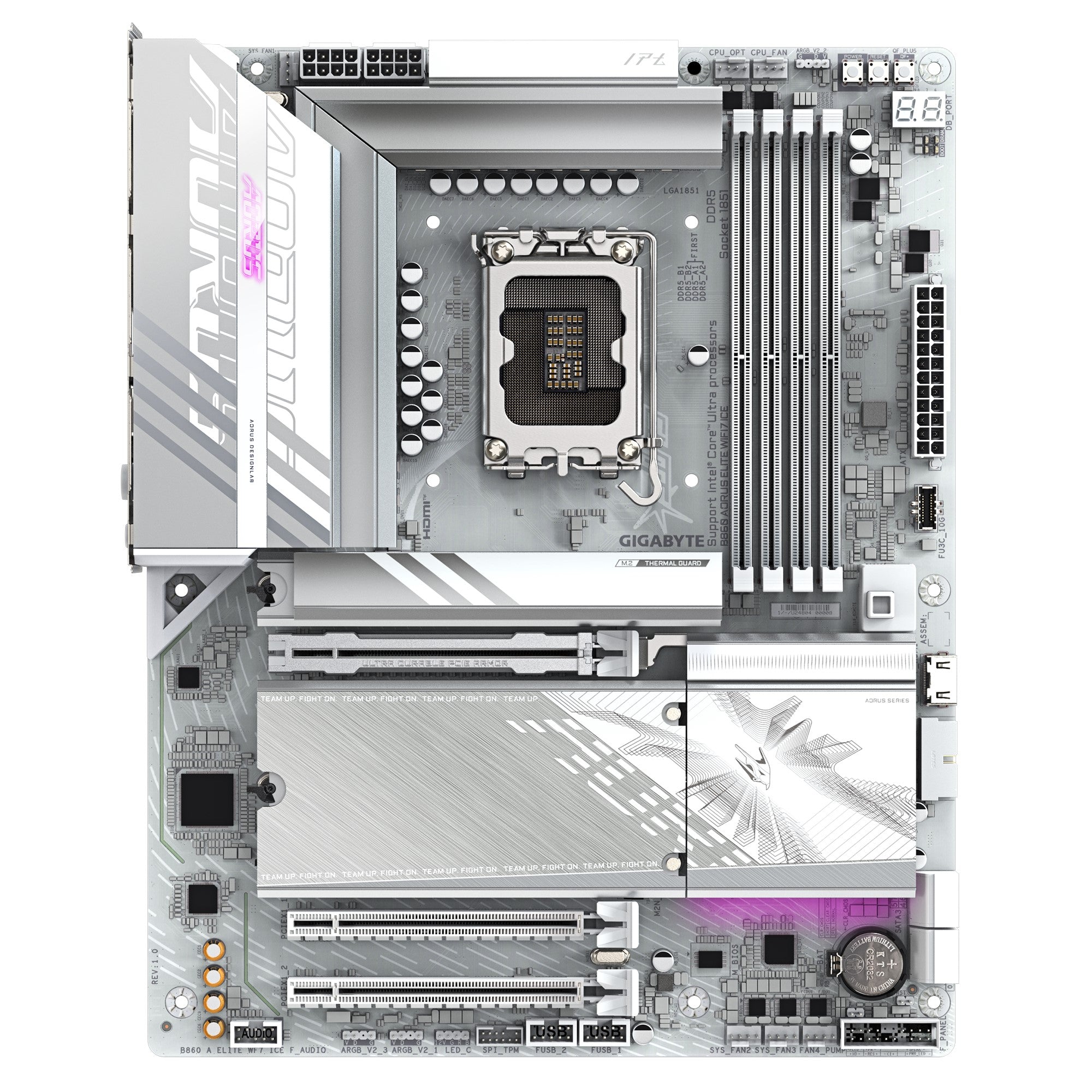 Gigabyte B860 A ELITE WIFI7 ICE ATX Intel B860 LGA1851 Motherboard — DDR5 Wi-Fi 7 White 3xM.2 4-Slot