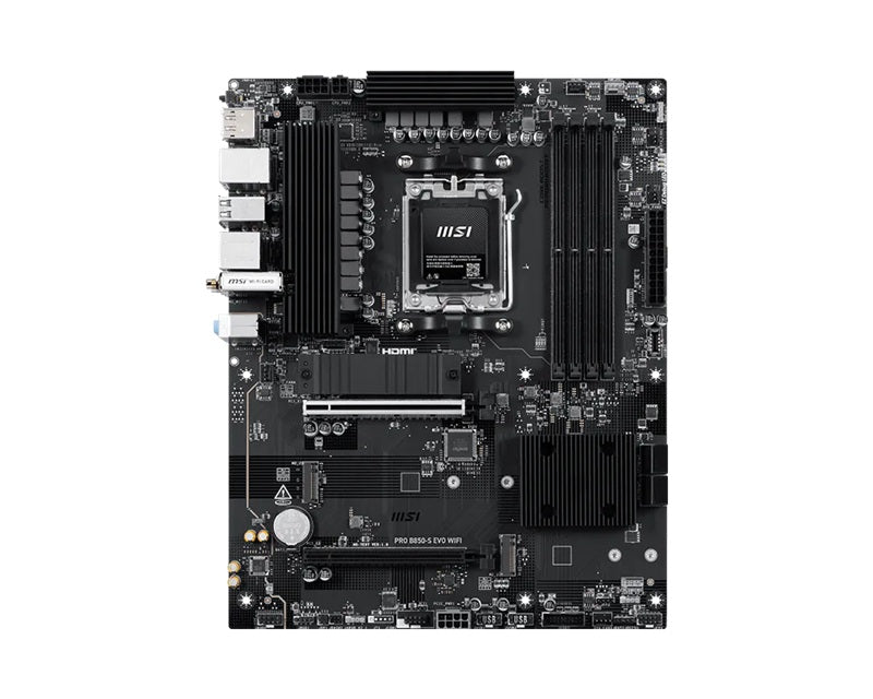 MSI PRO B850-S EVO WIFI ATX AMD AM5 Motherboard 4x DDR5 256GB 8200MHz OC PCIe 5.0 3x M.2 5G LAN Wi-Fi 7