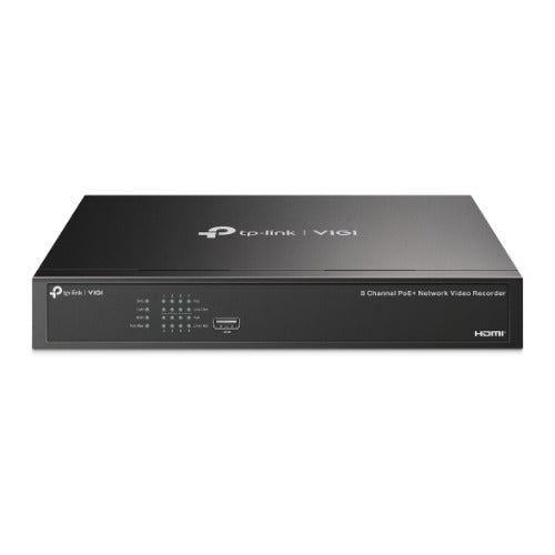 TP-Link VIGI NVR1008H-8P 8 Channel PoE+ Network Video Recorder — 53W PoE Budget 4K Output 16MP Decoding H.265+ (HDD Not Included)