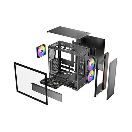 Antec Flux Rear ATX mATX ITX Tempered Glass Case 5x ARGB Fans 360mm Radiator GPU 400mm Mid-Tower
