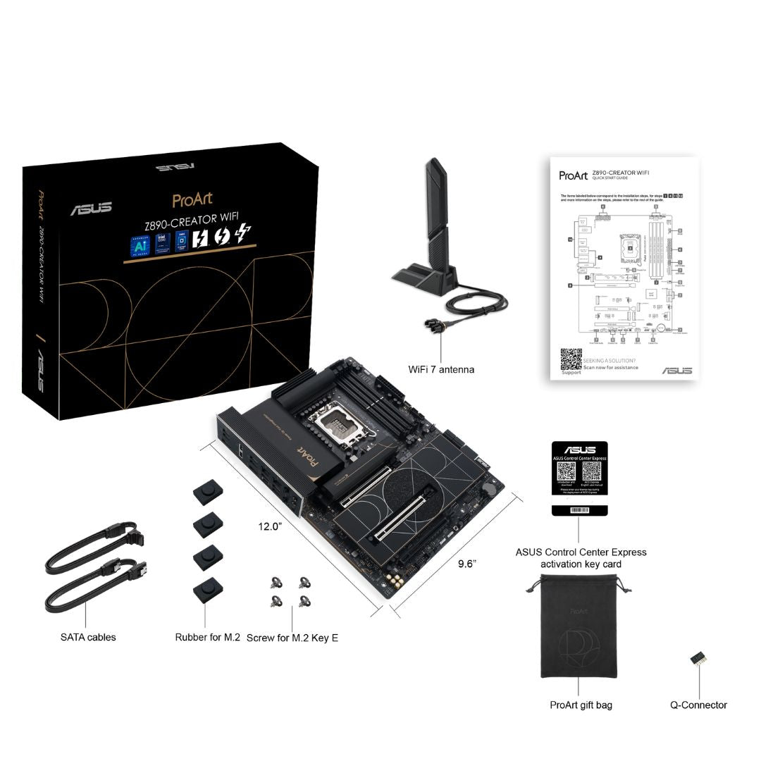 ASUS ProArt Z890-CREATOR WIFI ATX Intel LGA1851 Motherboard 4x DDR5 5x M.2 4x SATA 3x Thunderbolt 12.5GbE Wi-Fi 7