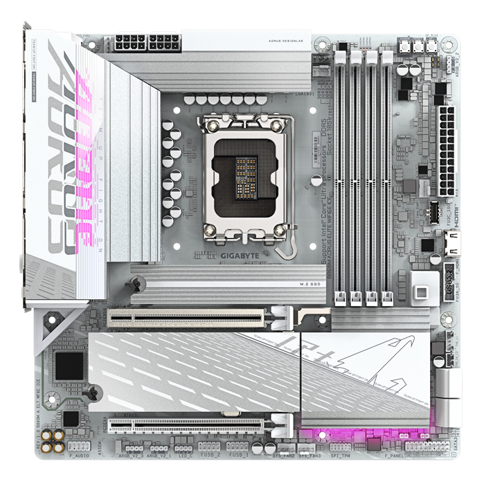 Gigabyte B860M A ELITE WIFI6E ICE Micro-ATX Intel B860 LGA1851 Motherboard — DDR5 Wi-Fi 6E 3xM.2 White