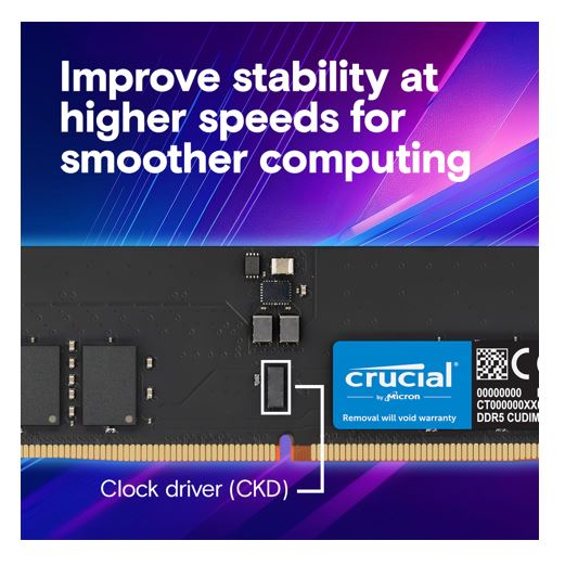 Crucial 32GB (2x16GB) DDR5-6400 CL52 CUDIMM Desktop RAM for Intel Core Ultra AI PC