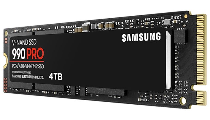 Samsung 990 Pro 4TB M.2 2280 PCIe Gen4 NVMe SSD — 7450MB/s Read 6900MB/s Write AES 2400TBW 5YR
