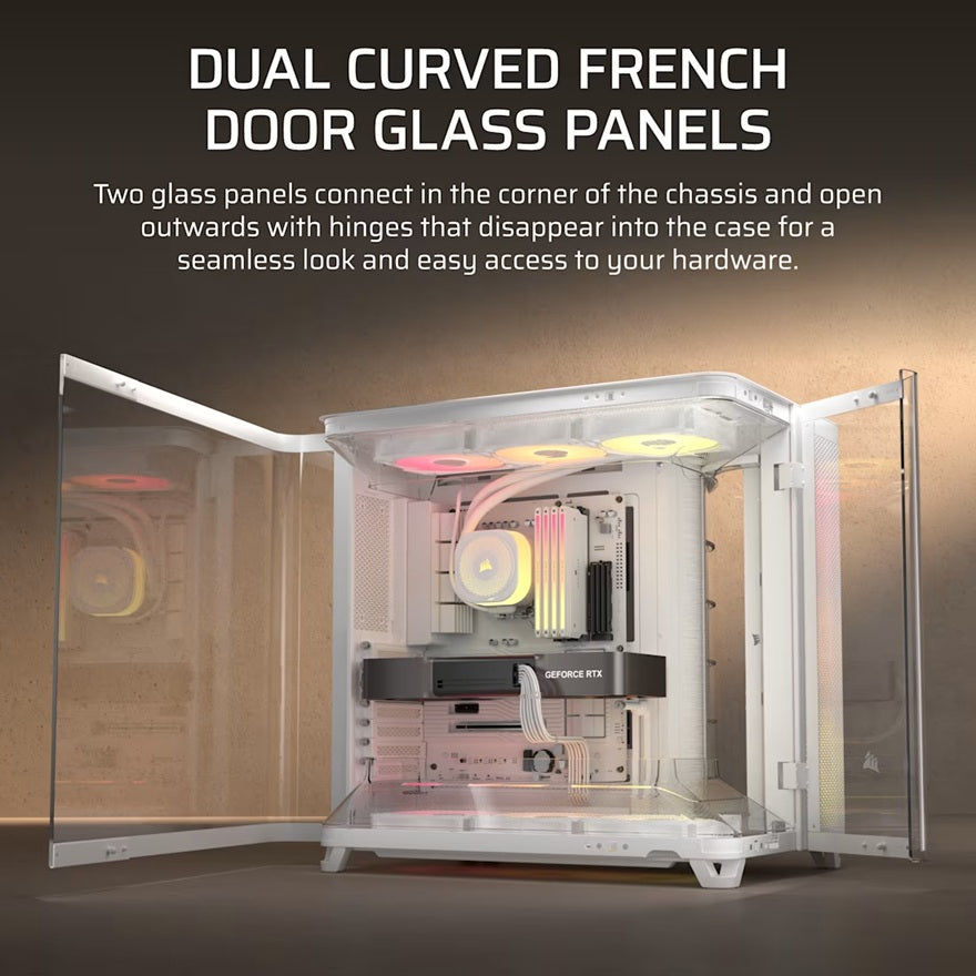 Corsair AIR 5400 RS-R ARGB White Triple-Chamber ATX E-ATX Mid-Tower Case 360mm Rad Glass USB-C ARGB