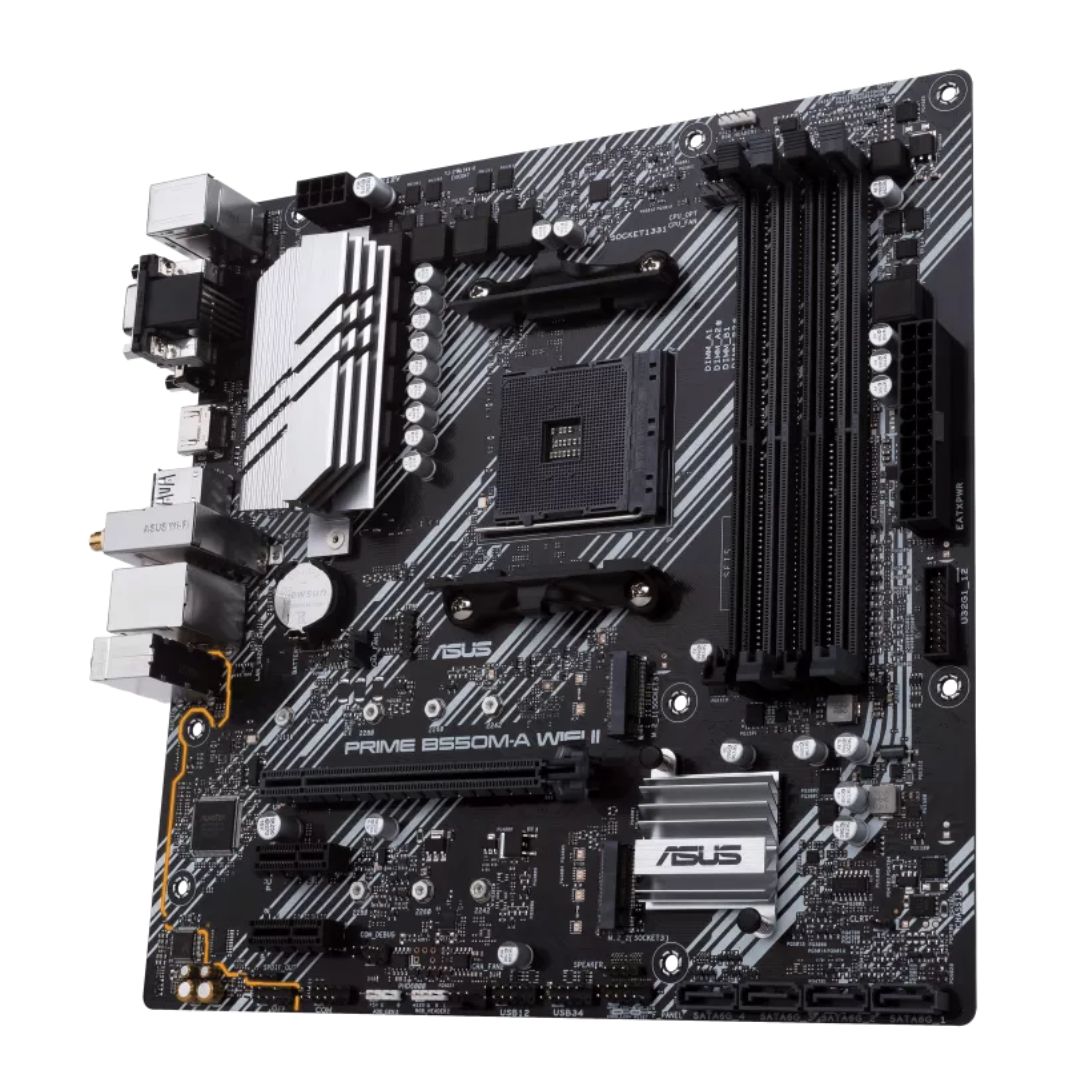 ASUS PRIME B550M-A WIFI II Micro-ATX AMD B550 AM4 Motherboard — DDR4 Wi-Fi 6 Dual M.2 PCIe 4.0
