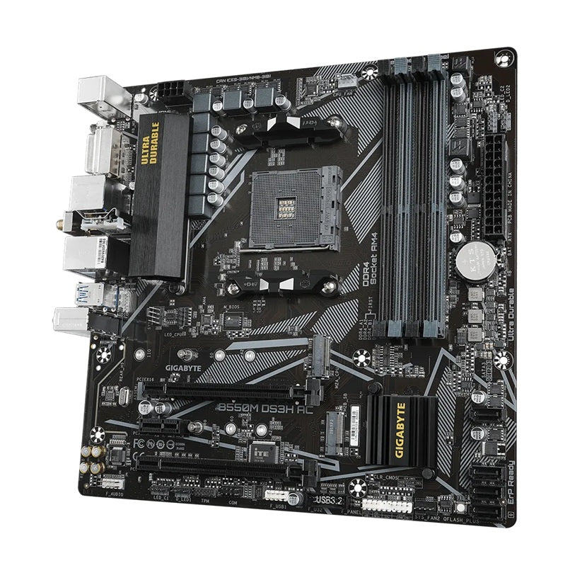 Gigabyte B550M DS3H AC Micro-ATX AMD B550 AM4 Motherboard — DDR4 Wi-Fi PCIe 4.0 Dual M.2