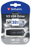 Verbatim 32GB Store'n'Go V3 USB 3.0 Retractable Flash Drive – Grey