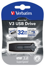 Verbatim 32GB Store'n'Go V3 USB 3.0 Retractable Flash Drive – Grey