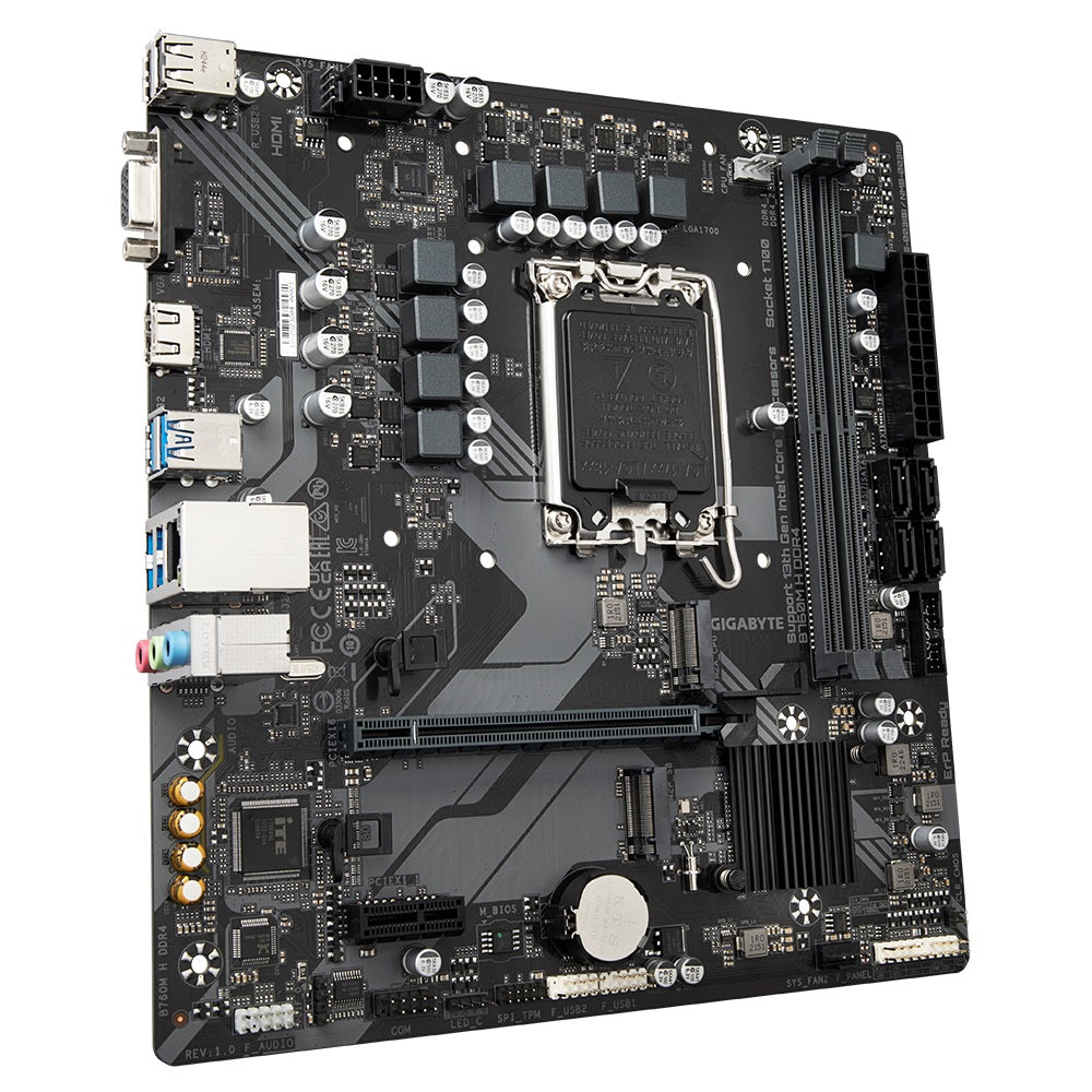 Gigabyte B760M H DDR4 Micro-ATX Intel LGA1700 Motherboard 2x DDR4 64GB PCIe 4.0 2x M.2 4x SATA USB 3.2