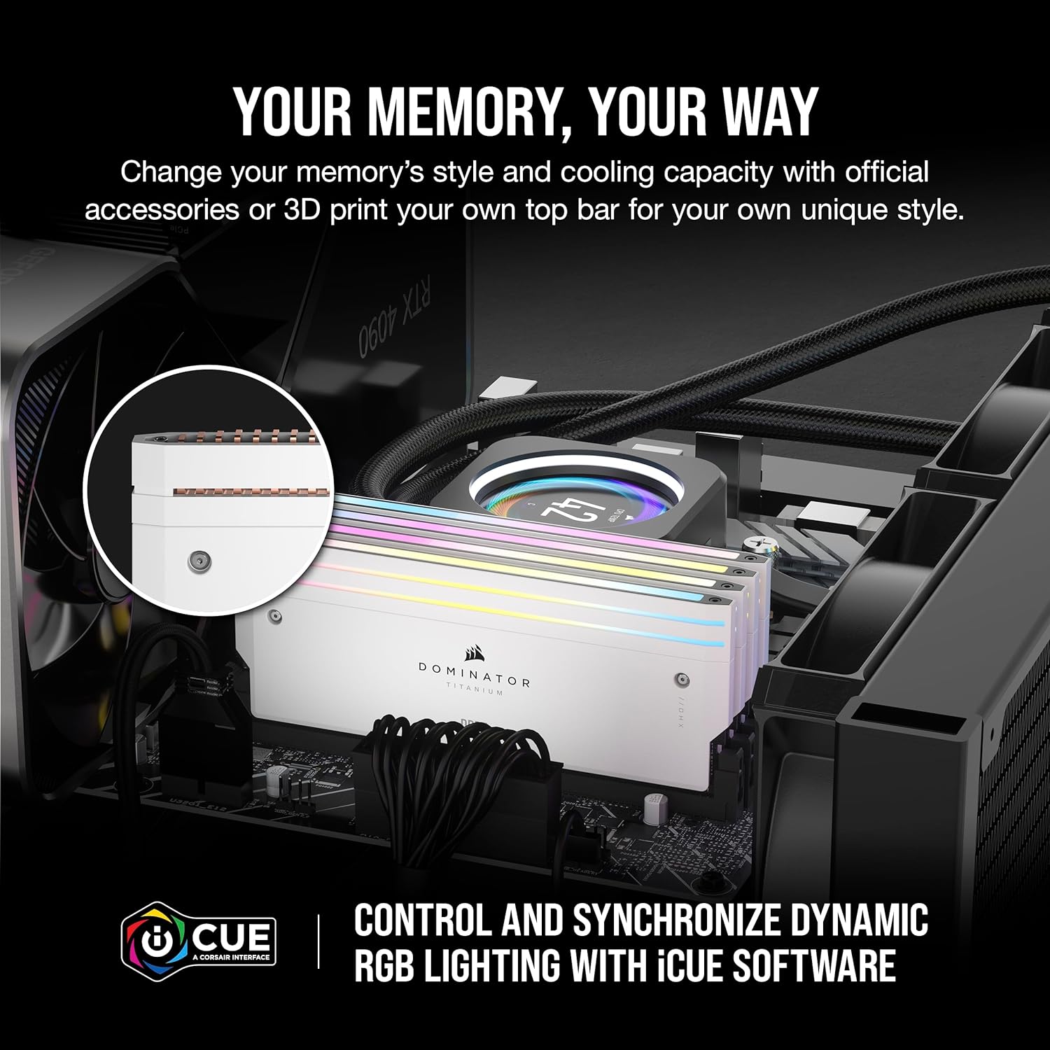 Corsair Dominator Titanium RGB 64GB (2x32GB) DDR5-6000 CL30 White Desktop Gaming RAM — Intel XMP