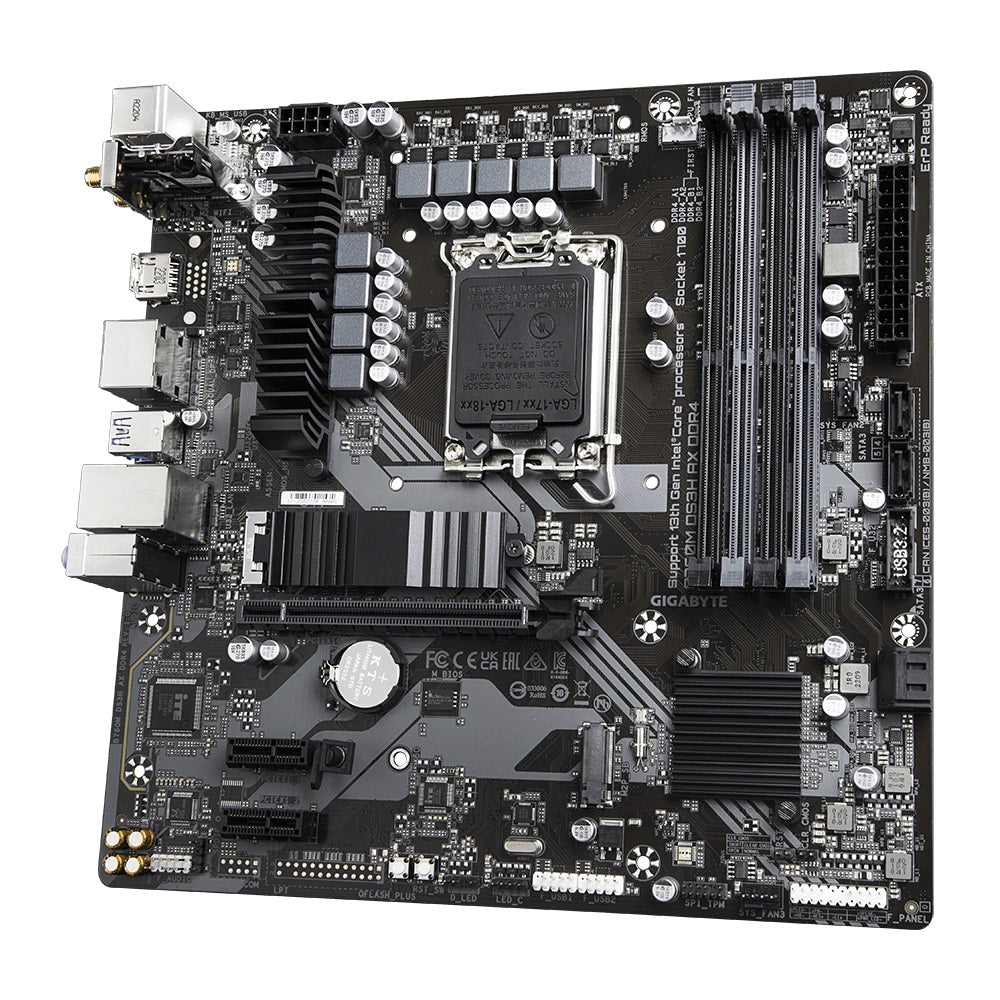 Gigabyte B760M DS3H AX DDR4 Micro-ATX Intel B760 LGA1700 Motherboard — DDR4 Wi-Fi 6E 128GB Dual M.2 4xSATA