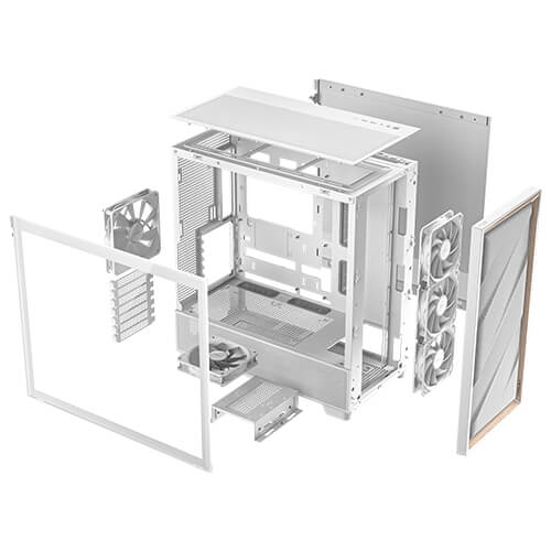 Antec Flux White ATX Mid-Tower Premium Birch Trim Case 5x White PWM ARGB Fans PWM Controller