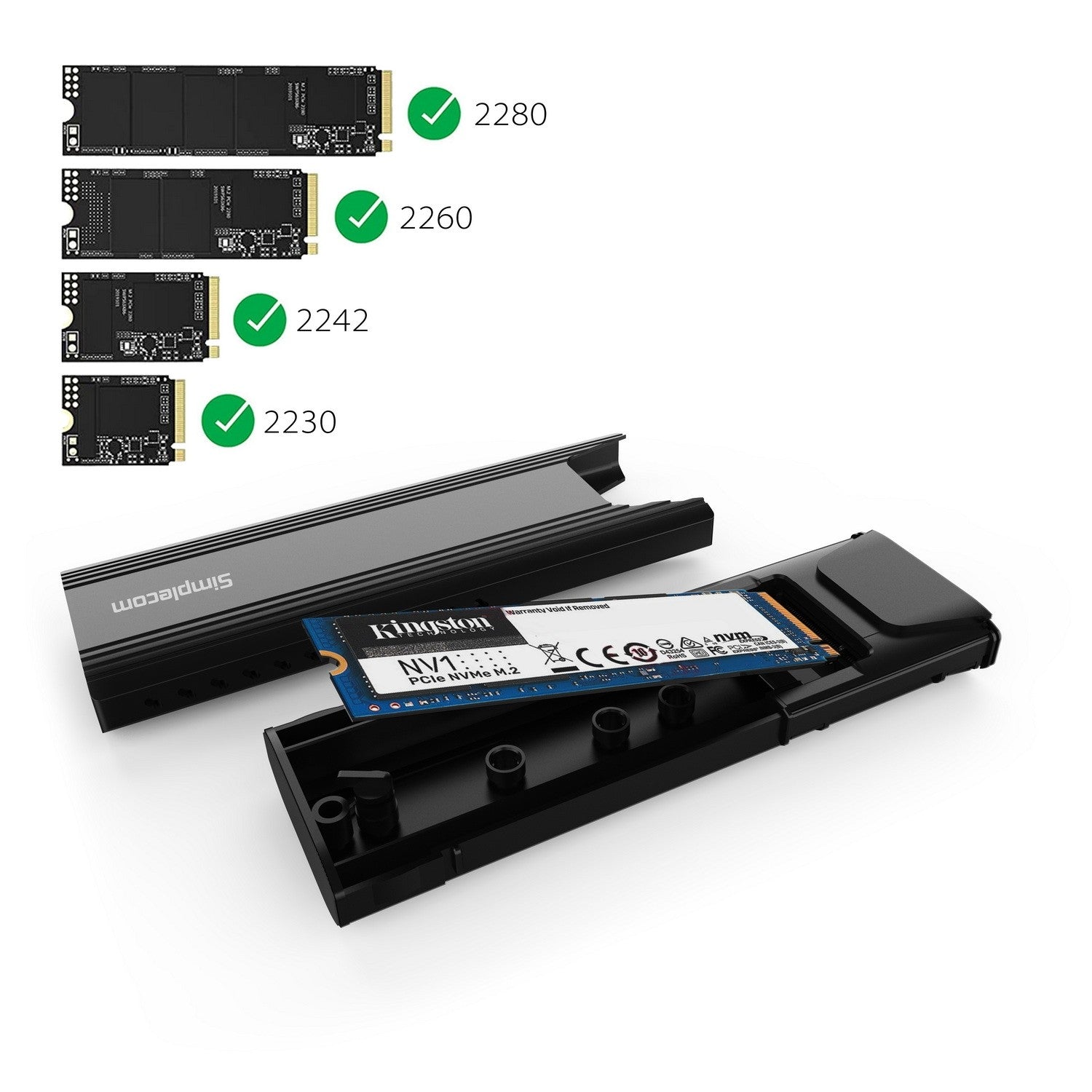 Simplecom SE504v2 NVMe SATA Dual Protocol M.2 SSD USB-C Enclosure Tool-Free USB 3.2 Gen2 10Gbps