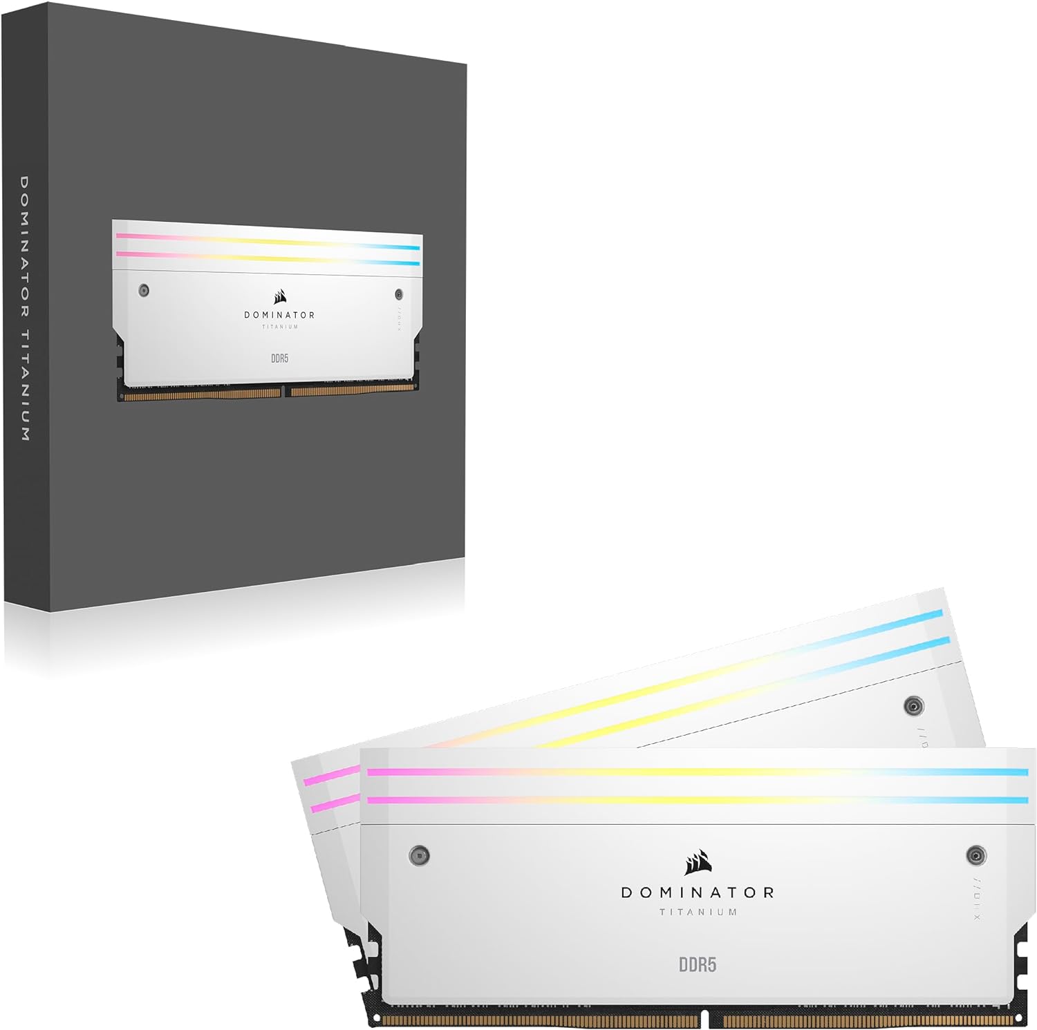 Corsair Dominator Titanium RGB 64GB (2x32GB) DDR5-6000 CL30 White Desktop Gaming RAM — Intel XMP