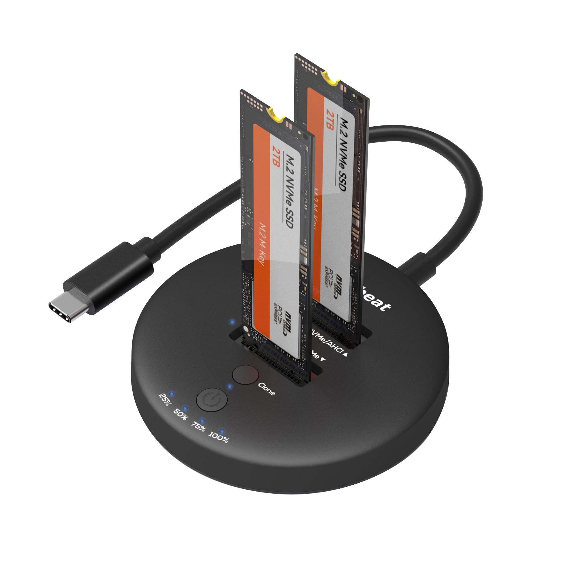 mbeat H3 USB 3.2 Gen2x2 20Gbps Dual M.2 NVMe SSD Dock with Clone Duplicator Black Clone Speed up to 15Gbps