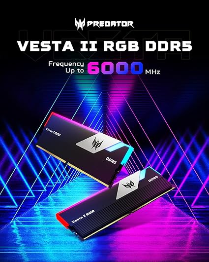 Acer Predator VESTA II RGB 32GB (2x16GB) DDR5-6000 CL36 UDIMM Desktop RAM Black