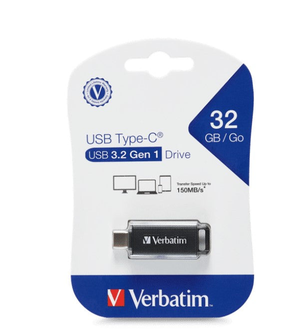 Verbatim 32GB USB Type-C USB 3.2 Flash Drive – Black