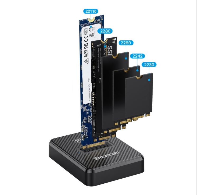 Simplecom SD511 M.2 SSD Docking Station NVMe SATA Dual Protocol USB 3.2 Gen2 10Gbps USB-C