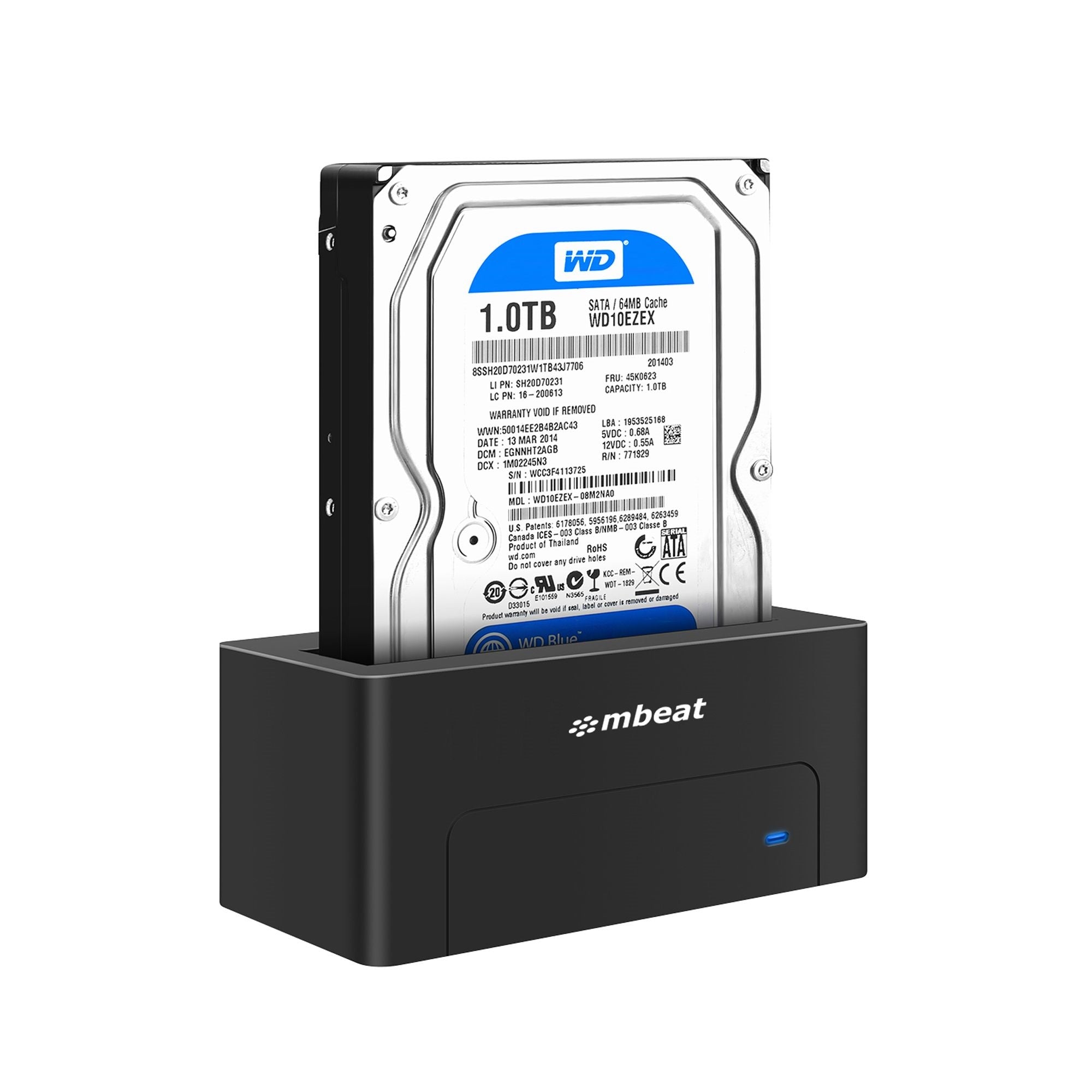 mbeat D1 USB 3.0 3.5" and 2.5" SATA HDD Docking Station Black Max 20TB 5Gbps