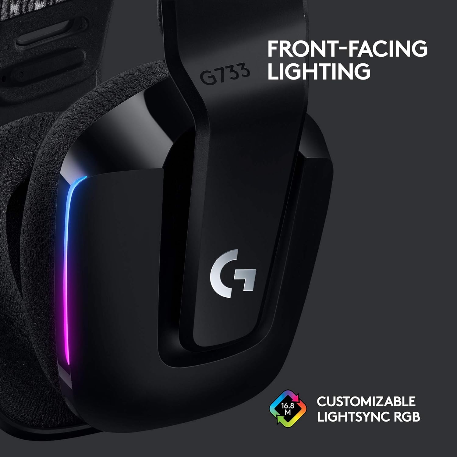 Logitech G733 Lightspeed Wireless RGB Gaming Headset Black USB, Frequency Response: 20 Hz-20 KHz - Detchable Cardioid Unidirectional Microphone