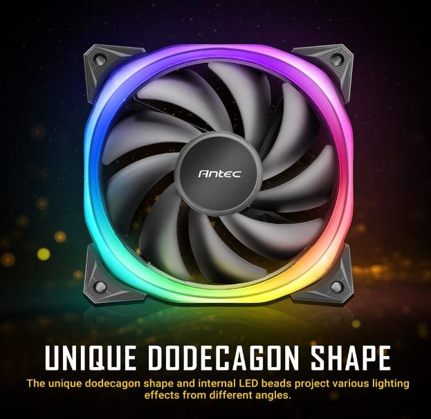 Antec Fusion 3-Pack 120mm ARGB PWM HB Fans with ARGB