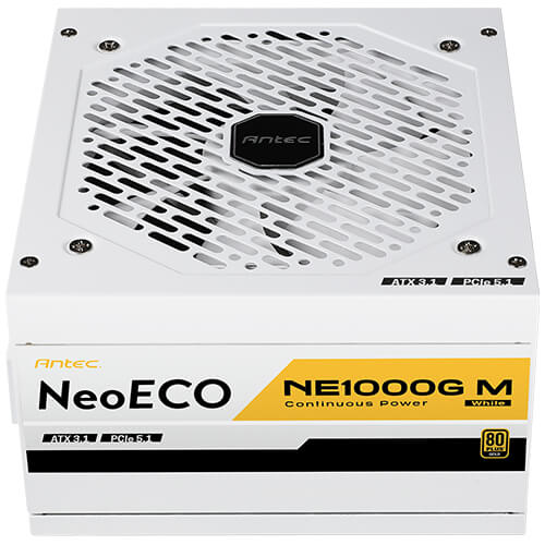 Antec NE1000G White 1000W 80+ Gold Fully Modular ATX 3.0 PCIe 5.0 120mm Silent Fan 10YR Warranty