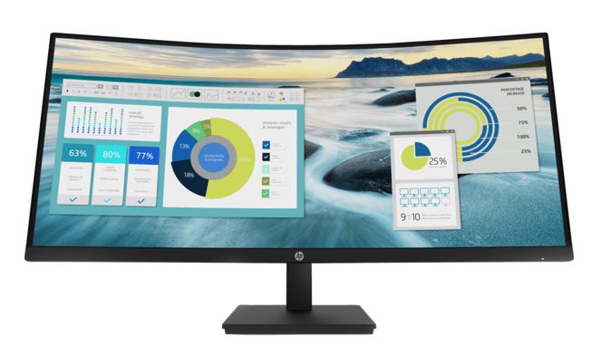 HP P34hc G4 34" WQHD Curved 21:9 3440x1440 USB-C 65W PD DP HDMI Speakers Height Adjust Tilt 3YR