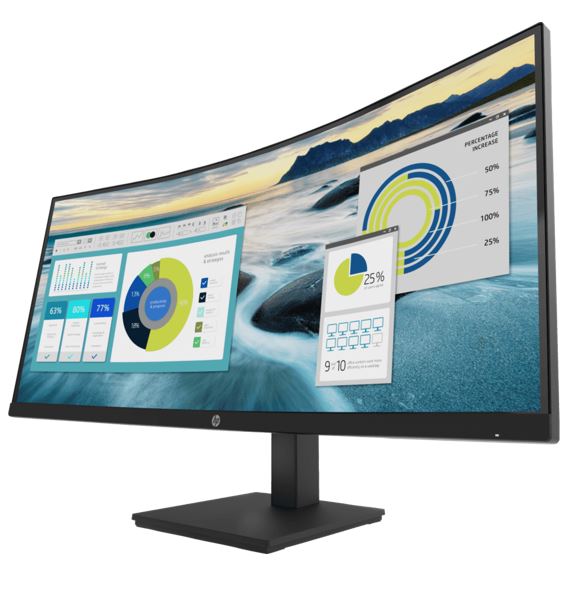 HP P34hc G4 34" WQHD Curved 21:9 3440x1440 USB-C 65W PD DP HDMI Speakers Height Adjust Tilt 3YR