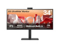 LG 34" UltraWide WQHD Curved IPS Monitor 3440x1440 sRGB 99% HDR10 USB-C 90W Webcam Mic Speakers Adj Stand