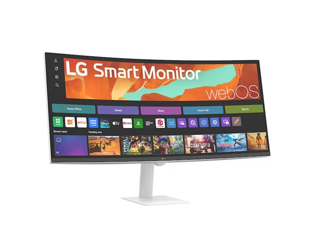 LG 34" UltraWide WQHD Curved Smart Monitor 3440x1440 sRGB 99% webOS AirPlay 2 2x7W Speakers Bluetooth 100Hz