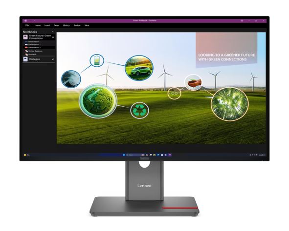 Lenovo ThinkVision P27Q-40 27" QHD 120Hz IPS Monitor 2560x1440 Height Adjust HDMI DP USB Hub VESA 3YR