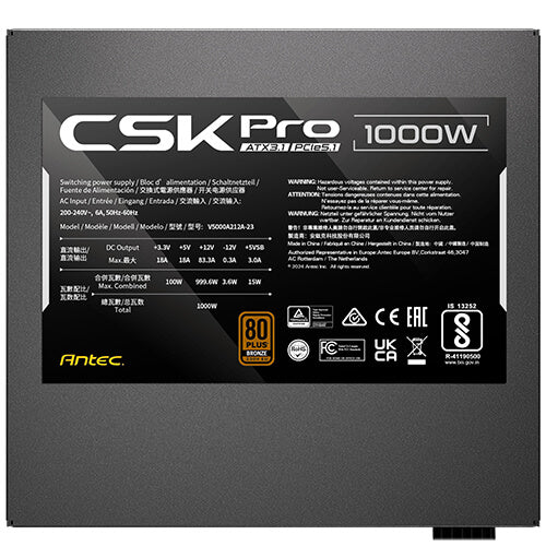 Antec CSK1000 PRO 1000W Semi-Modular ATX 3.1 PCIe 5.1 Japanese Capacitors for RTX 5090 RX 9070